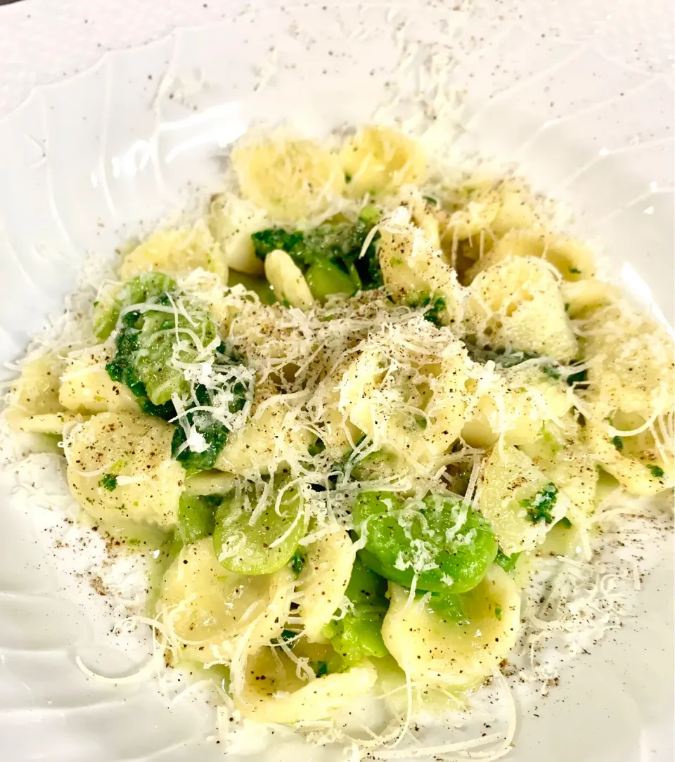 Orecchiette with fava beans and pecorino cheese|gonbenさん