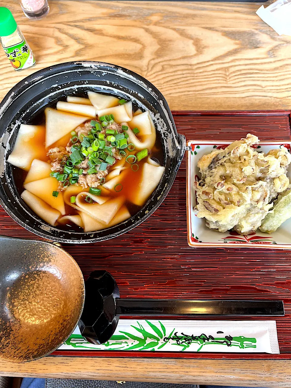 ひもかわうどん、舞茸天|うさママさん