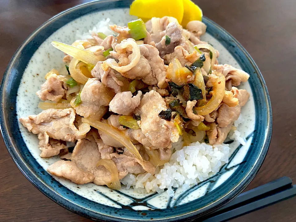 ネギ塩だれの豚丼|単身赴任のっちさん
