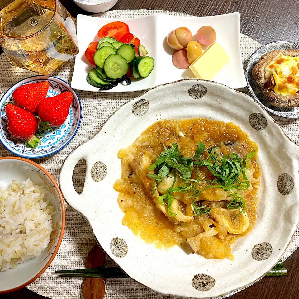 4/1晩ご飯：鰤とエリンギのみぞれ煮|ななみんさん