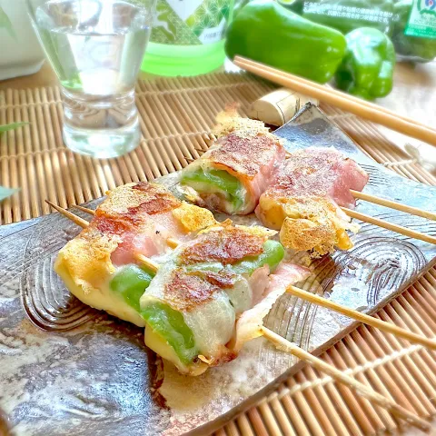 「鹿児島県産ピーマン」を使ってみたSnapdishの料理・レシピ写真:ピーマン居酒屋開店！4皿目、ピーマン串