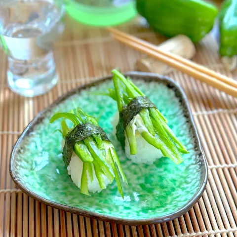 「鹿児島県産ピーマン」を使ってみたSnapdishの料理・レシピ写真:ピーマン居酒屋開店！6皿目、生ピーマンの握り寿司