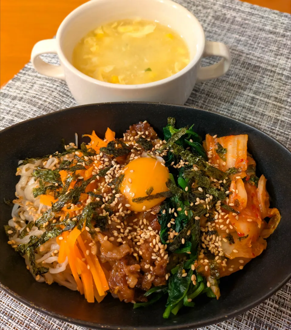 ☆ビビンバ風プルコギ丼　☆中華スープ|chikakoさん