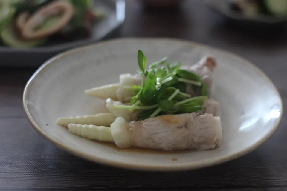 細竹の豚肉巻きレンジ蒸し|ちいさなしあわせキッチンさん