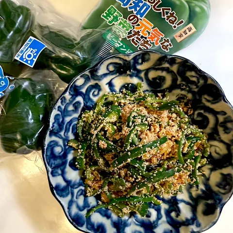 「高知県産ピーマン」を使ってみたSnapdishの料理・レシピ写真:【高知家】のピーマンで『ピーマンの辛子明太子和え』