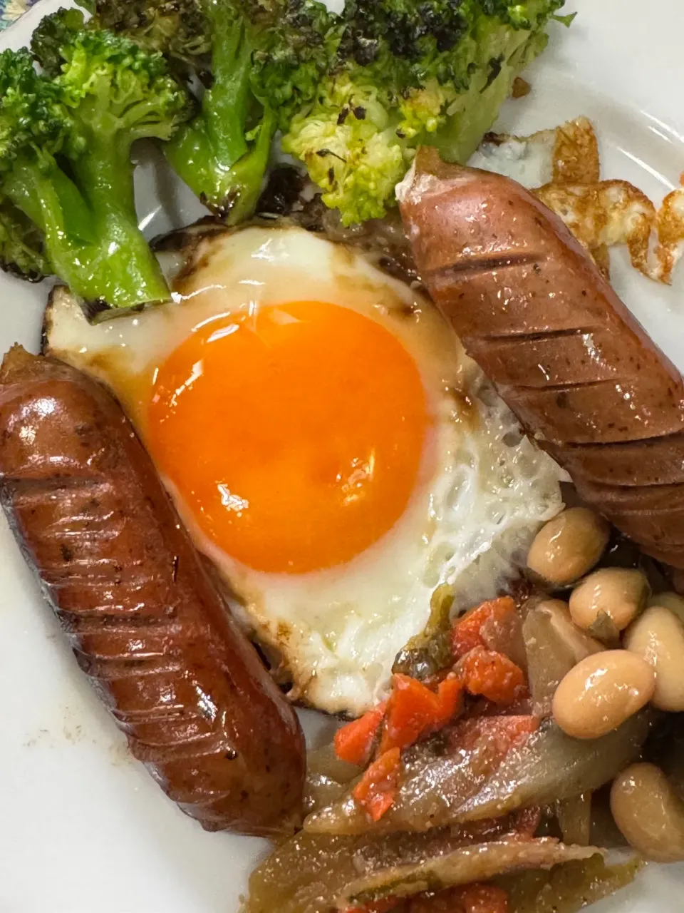 目玉焼きソーセージ🍳朝ごはん🌸|🐧ペンギン2さん