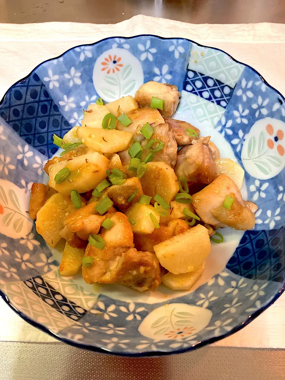 鶏肉と長芋のニンニク味噌炒め|ちいこさん