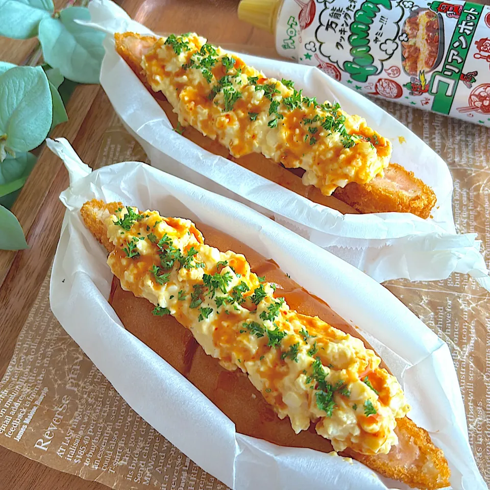 yummy!コリアンホットで海老カツドッグ|みずほさん