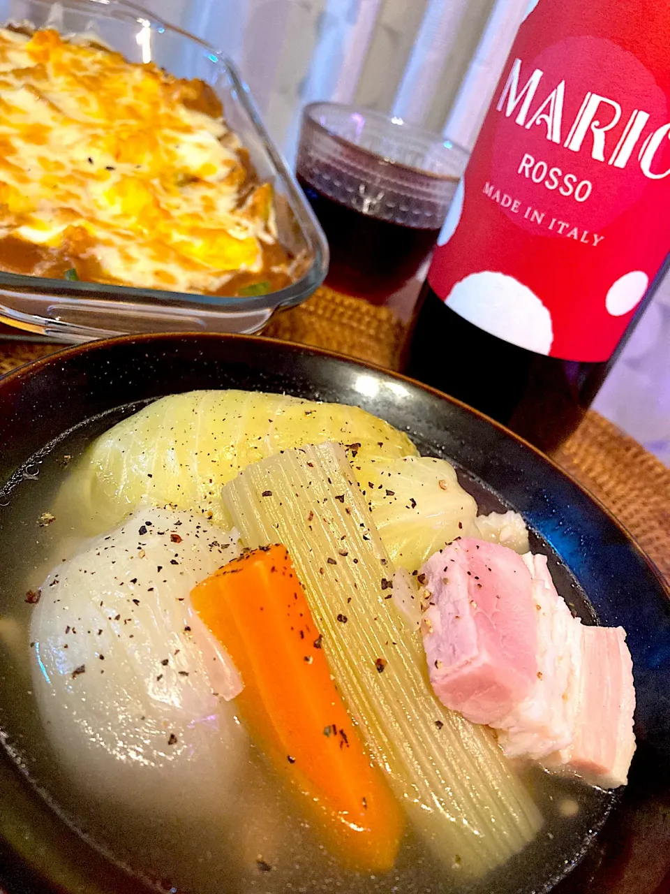 ポトフとラザニア😋🍷💕✨|アイさん