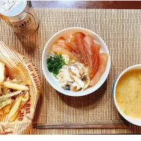 マグロの海鮮丼とポテト|にこさん