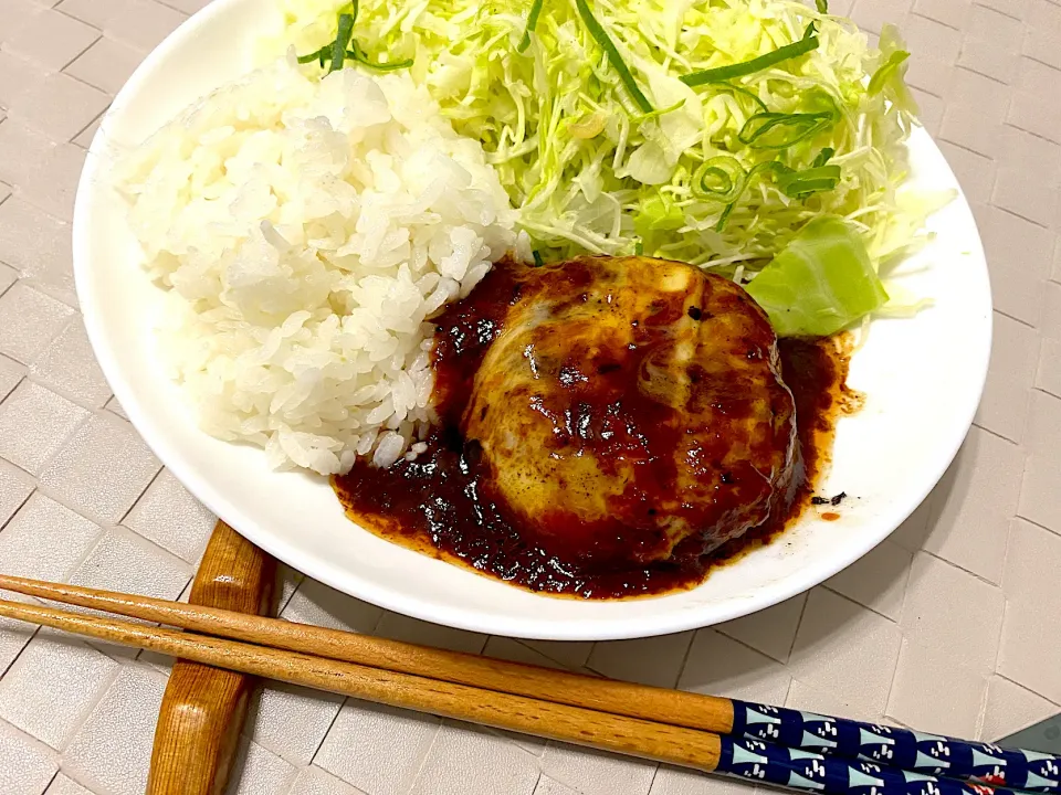 チーズハンバーグプレート|単身赴任のっちさん