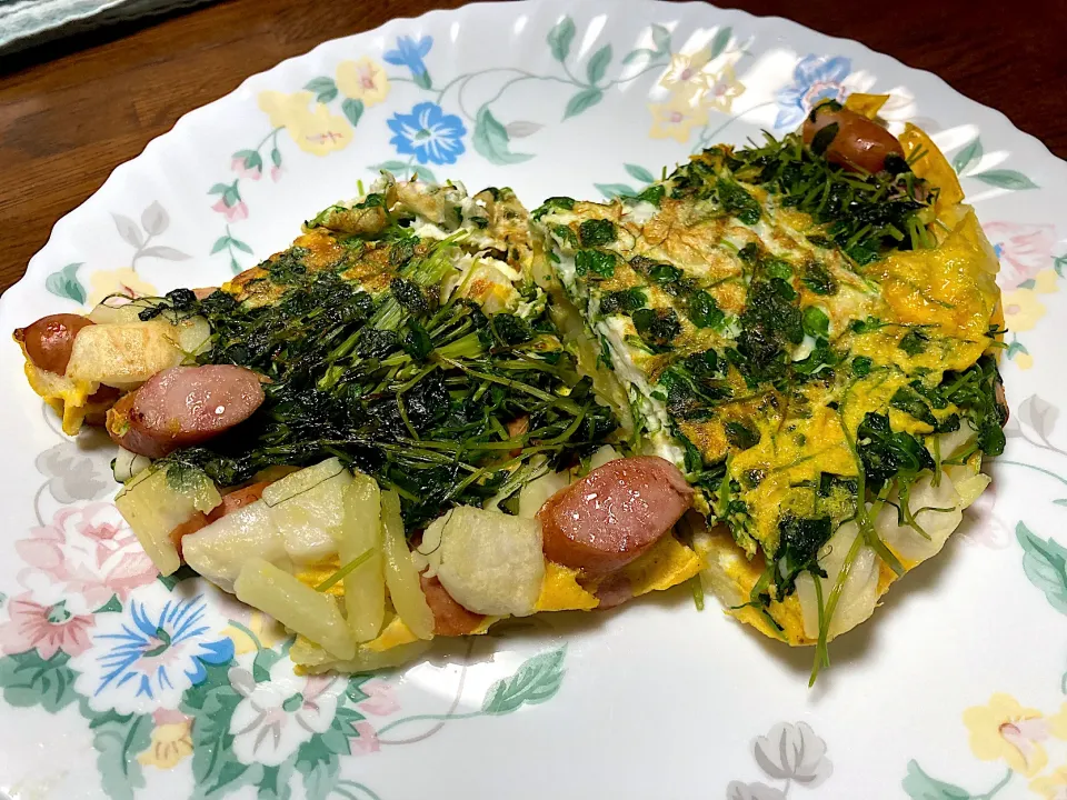 豆苗オムレツ|はっちぃさん