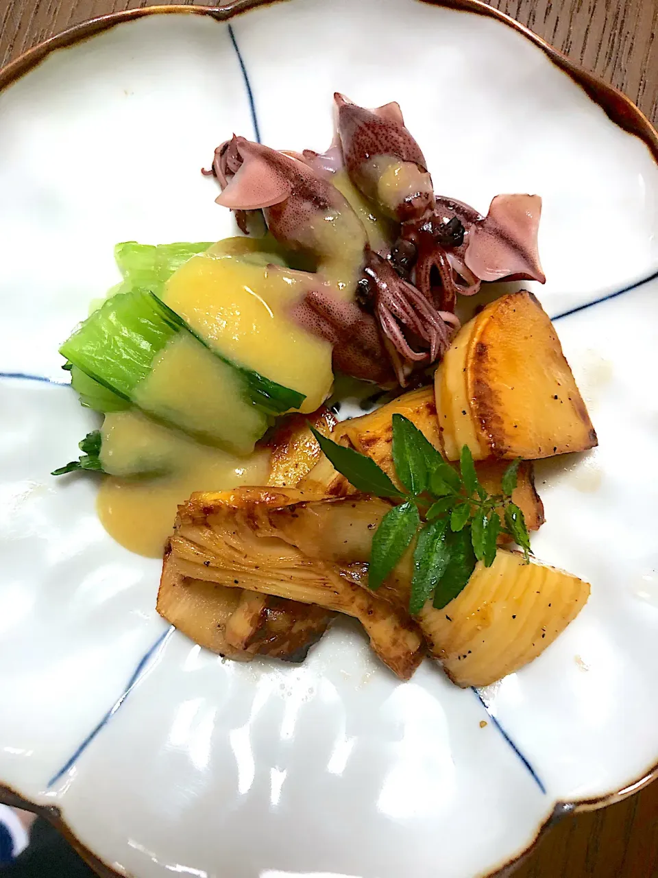 筍のソテー　ホタルイカと青梗菜の酢味噌あえ|ちゃっきーさん
