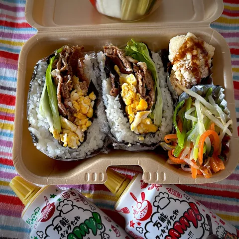 「ヤマサ 万能クッキングたれ Yummy! コリアンホット」を使ってみたSnapdishの料理・レシピ写真:ringonamaさんの料理 Yummy!で焼肉おにぎらず✨