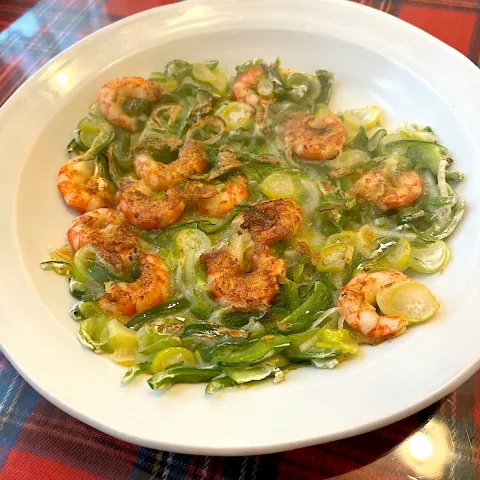 「宮崎県産ピーマン」を使ってみたSnapdishの料理・レシピ写真:宮崎ピーマン🫑でエビお好み焼き🦐