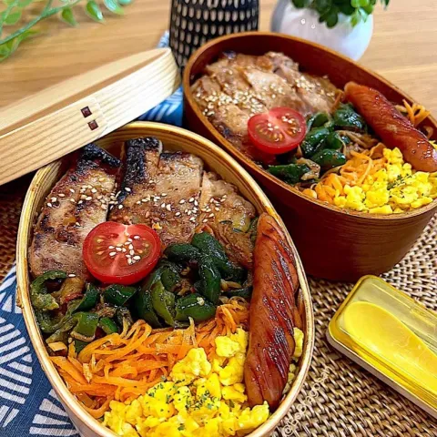 「宮崎県産ピーマン」を使ってみたSnapdishの料理・レシピ写真:豚の味噌漬け弁当🍙
