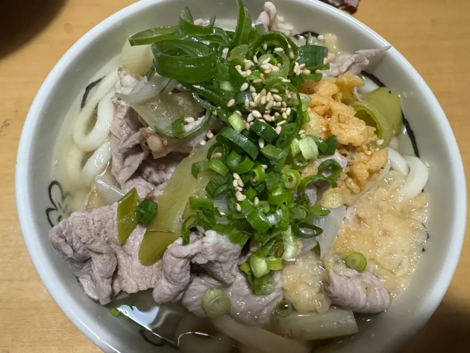 ネギ豚塩うどん|ハルのただ飯さん