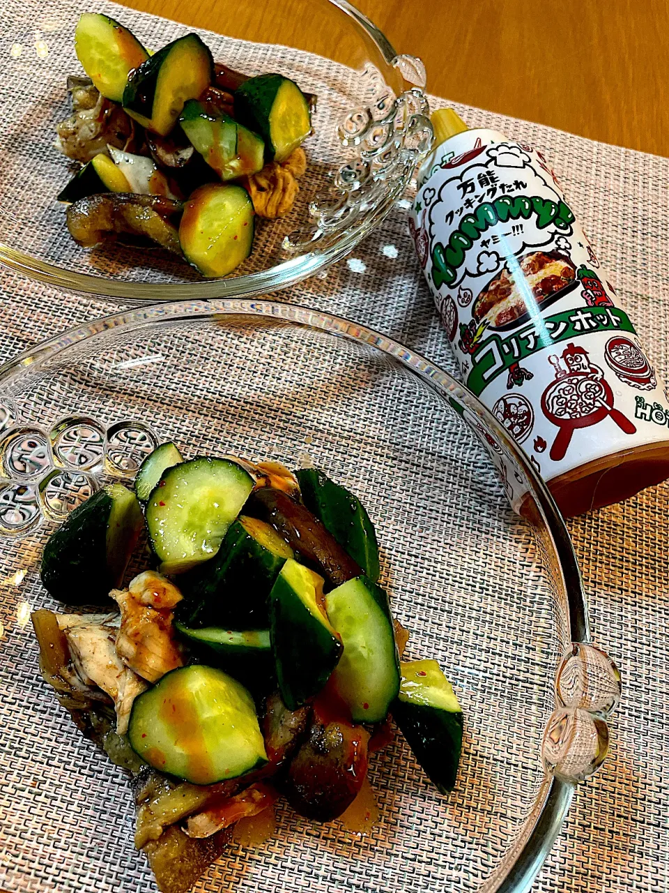 Yummy!コリアンホットのささみと蒸し茄子ときゅうりの和え物|Mikaさん