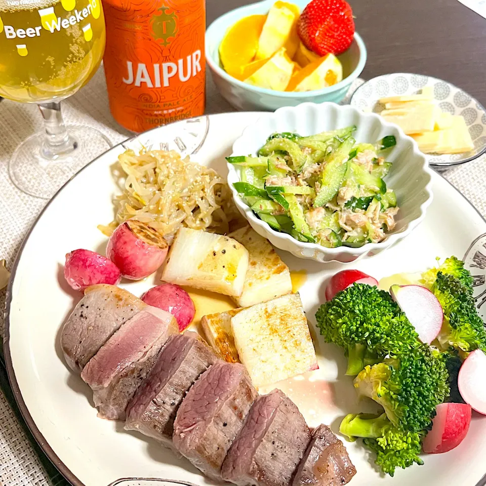 4/11晩酌：鹿モモステーキ|ななみんさん