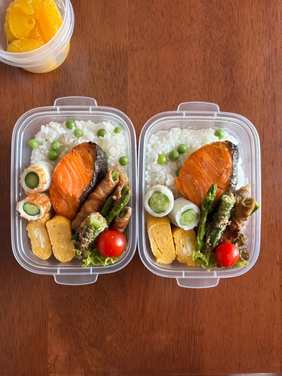 豆ごはんの鮭弁当　4月11日の自分弁|naho_nonaさん