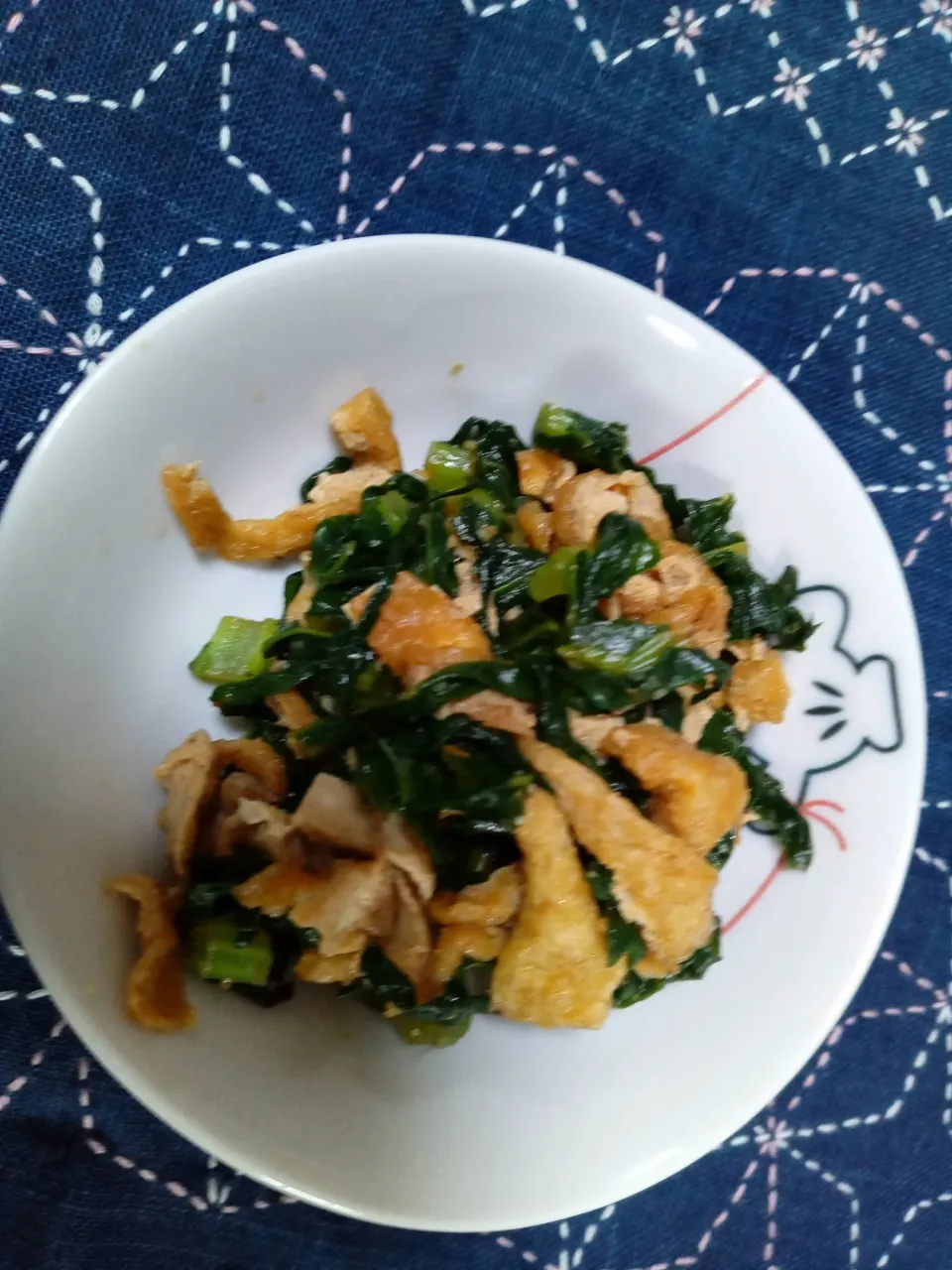 大根葉と油揚げの炒め物|よっちびやばんぶーさん