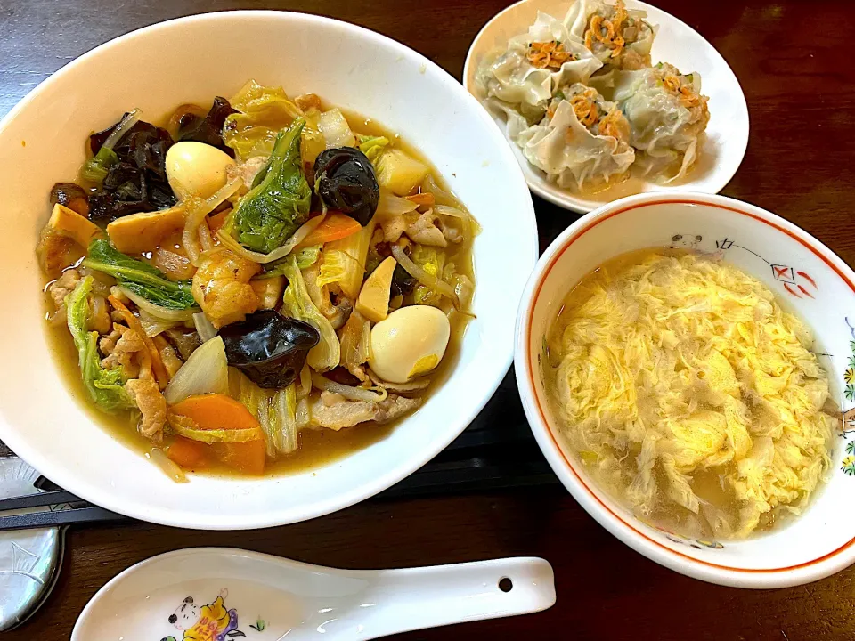 八宝菜&焼売&玉子もやしスープ|単身赴任のっちさん