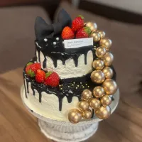 黒の2段ケーキ|つくねさん