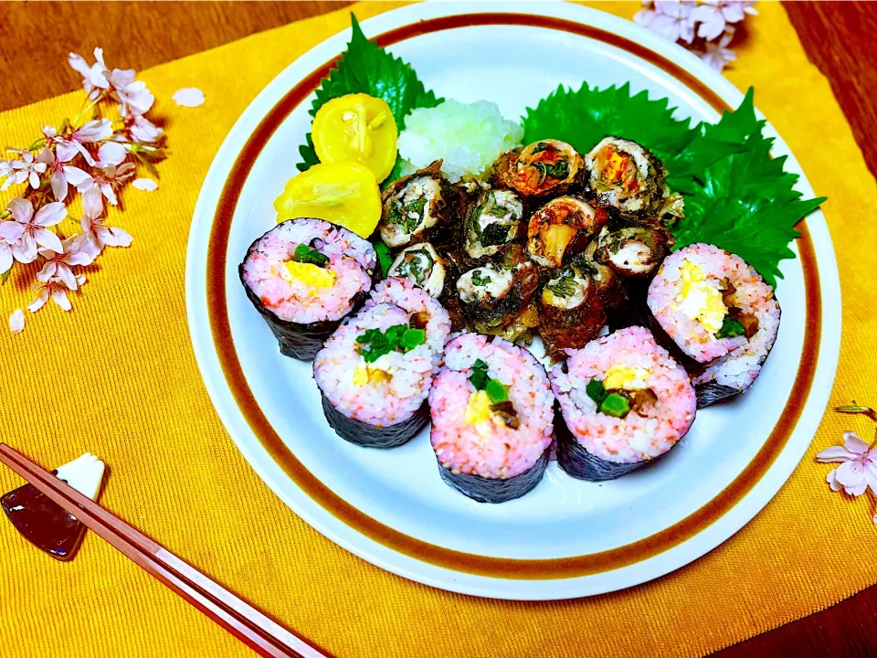 鰯の大葉包み揚げと太巻き|きいろさん
