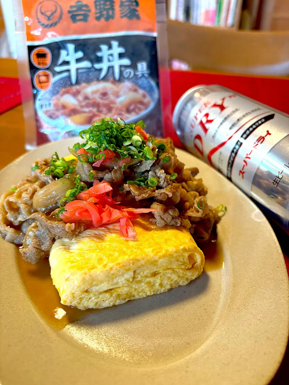 だし巻き玉子に牛丼餡掛け|おかちさん