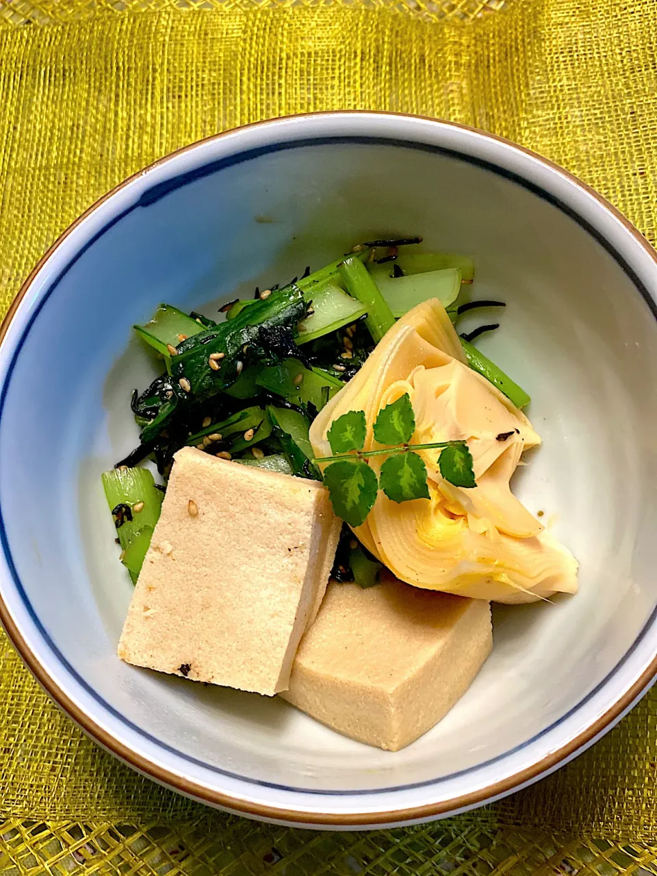 筍と青菜、高野豆腐の炊き合わせ|こむぎこさん