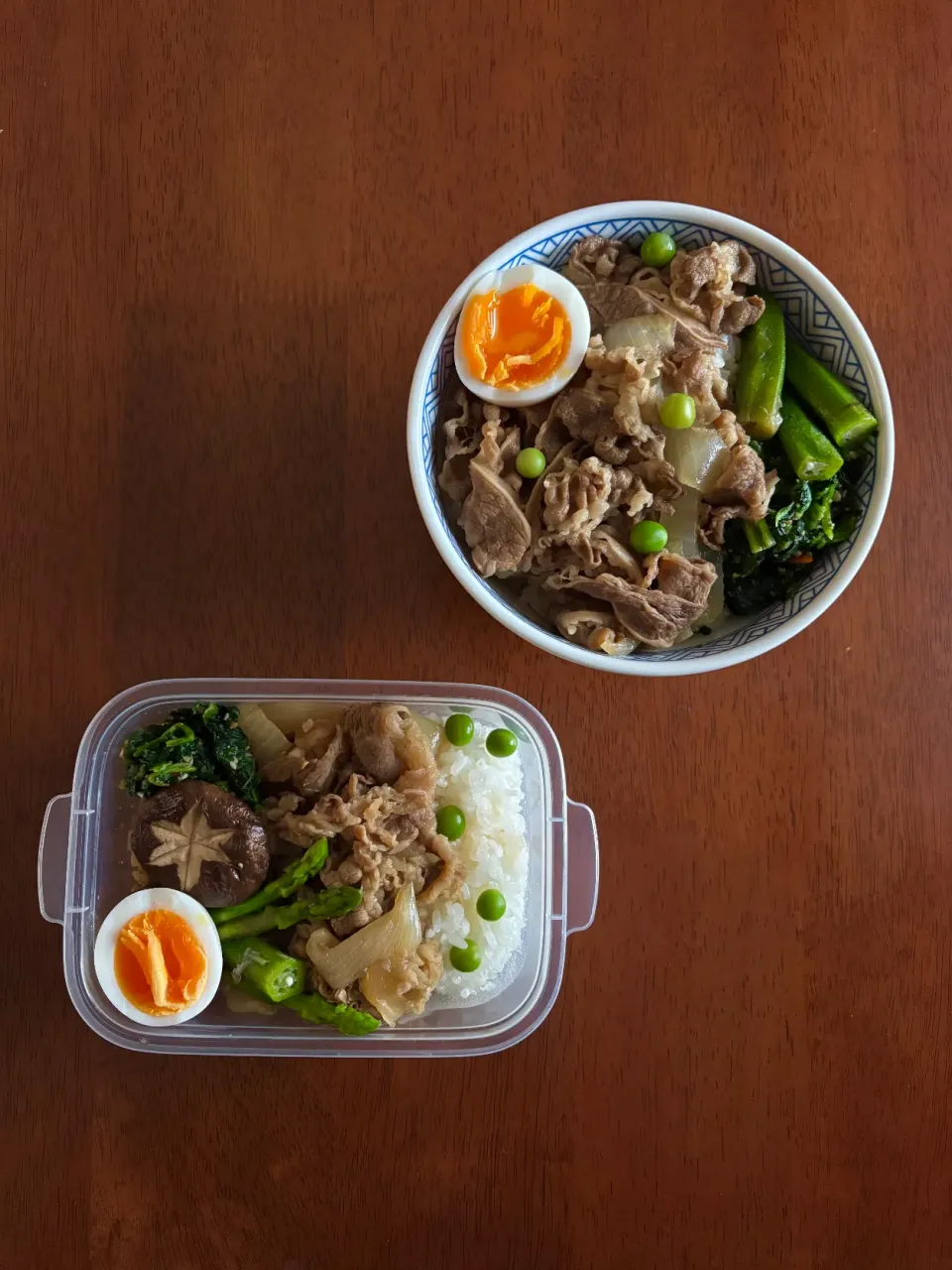 おうち吉野家　朝10分で完成。置き弁当丼と自分弁当|naho_nonaさん
