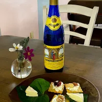 ドイツワイン甘口とカナッペ、チーズ