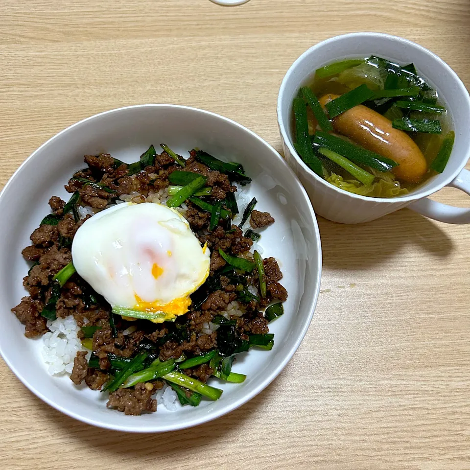 台湾まぜ飯、コンソメスープ(夜)|＾＾さん
