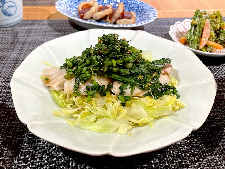 ニラダレで食べる鰆の酒蒸し🥢|Saori.Sさん