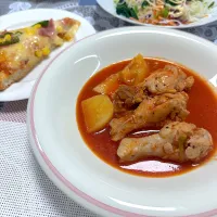鶏手羽元とじゃがいものトマト煮|まちゃこさん