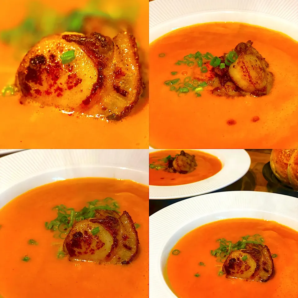 Dinner ! Dinner ! 
Homemade Seafood Bisque with pearled seared scallops & chives 
#bisque #soup #homemade 
#chefemanuel
#homecooking|Emanuel Hayashiさん