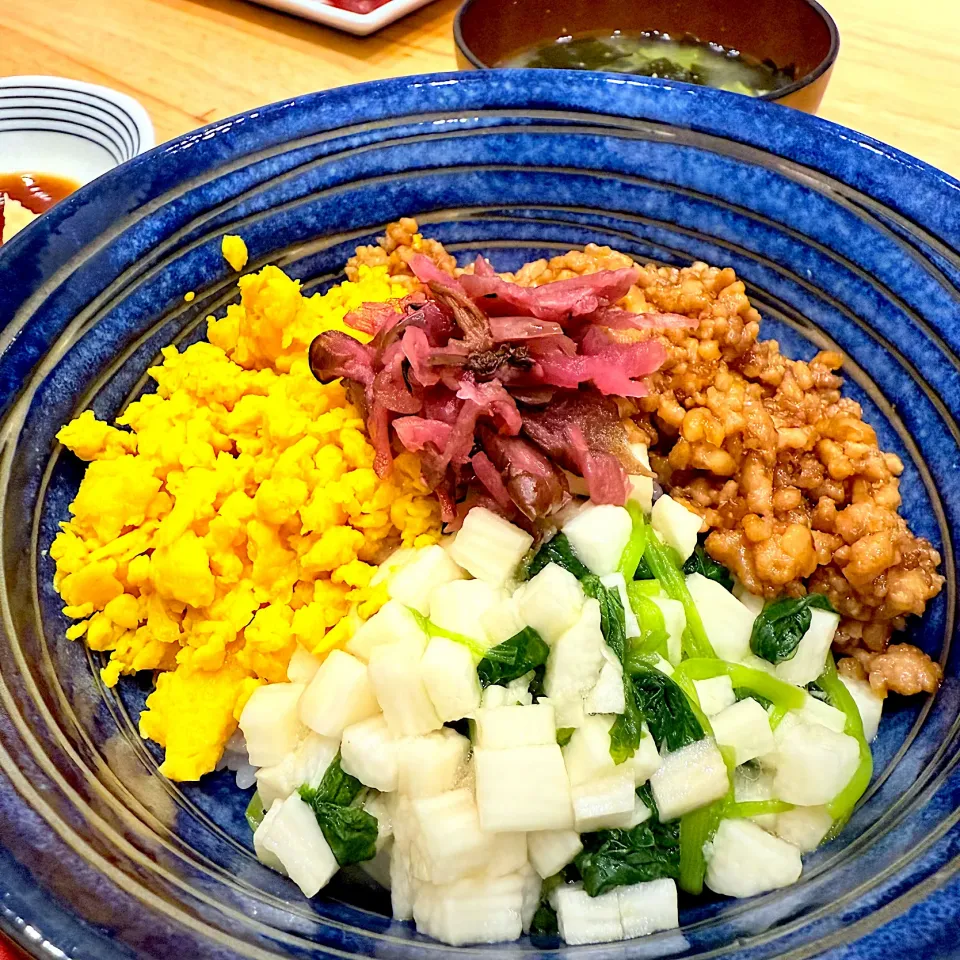 かおちゃんさん誕生日おめでとう長芋そぼろ丼♪|もやぴさん
