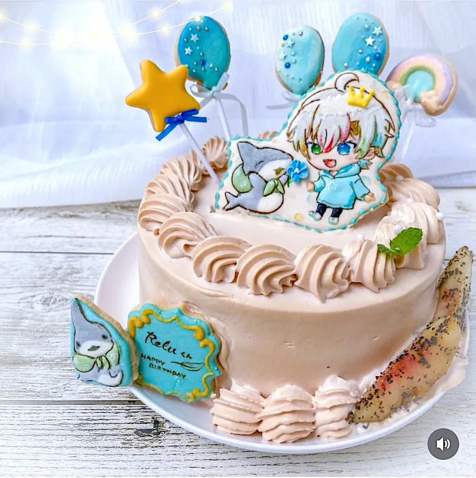 れるくん生誕お祝い🎂推し活ケーキ🩵|hari-co ＊ はりこさん