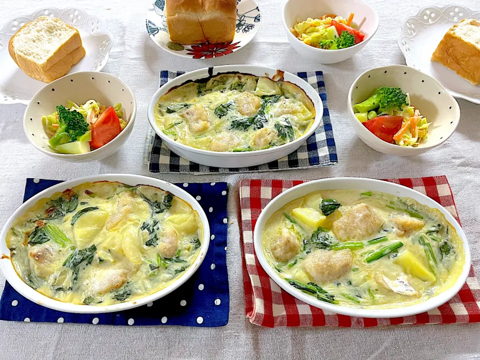 鱈とじゃがいもとほうれん草のグラタン|ゆかりさん