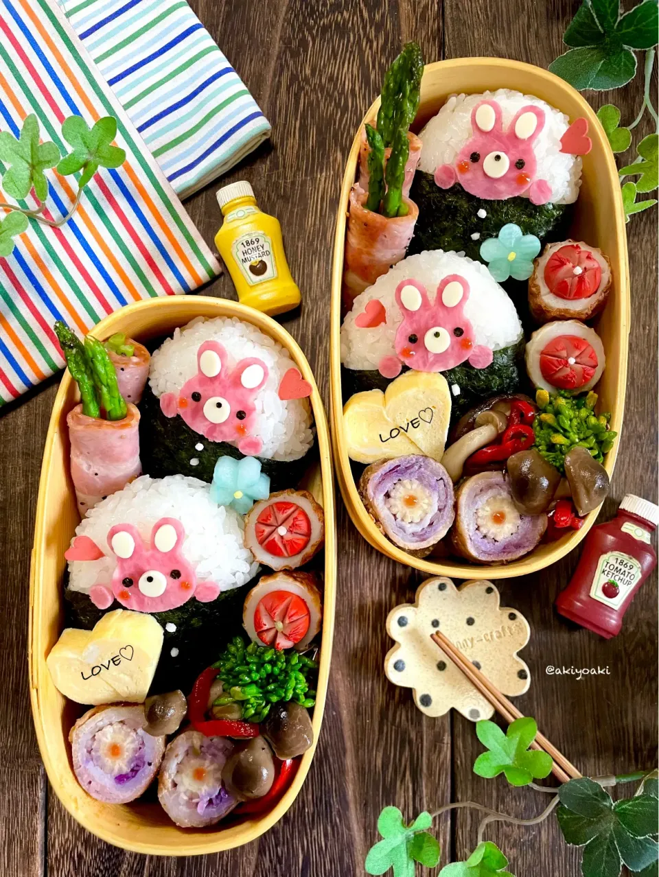 うさきおにぎり弁当|Akiyoෆ¨̮⑅さん