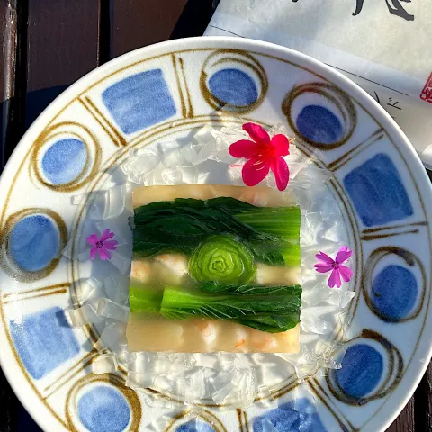 「伏髙監修 だしパック」を使ってみたSnapdishの料理・レシピ写真:伏高だしで青梗菜と海老の和風テリーヌ