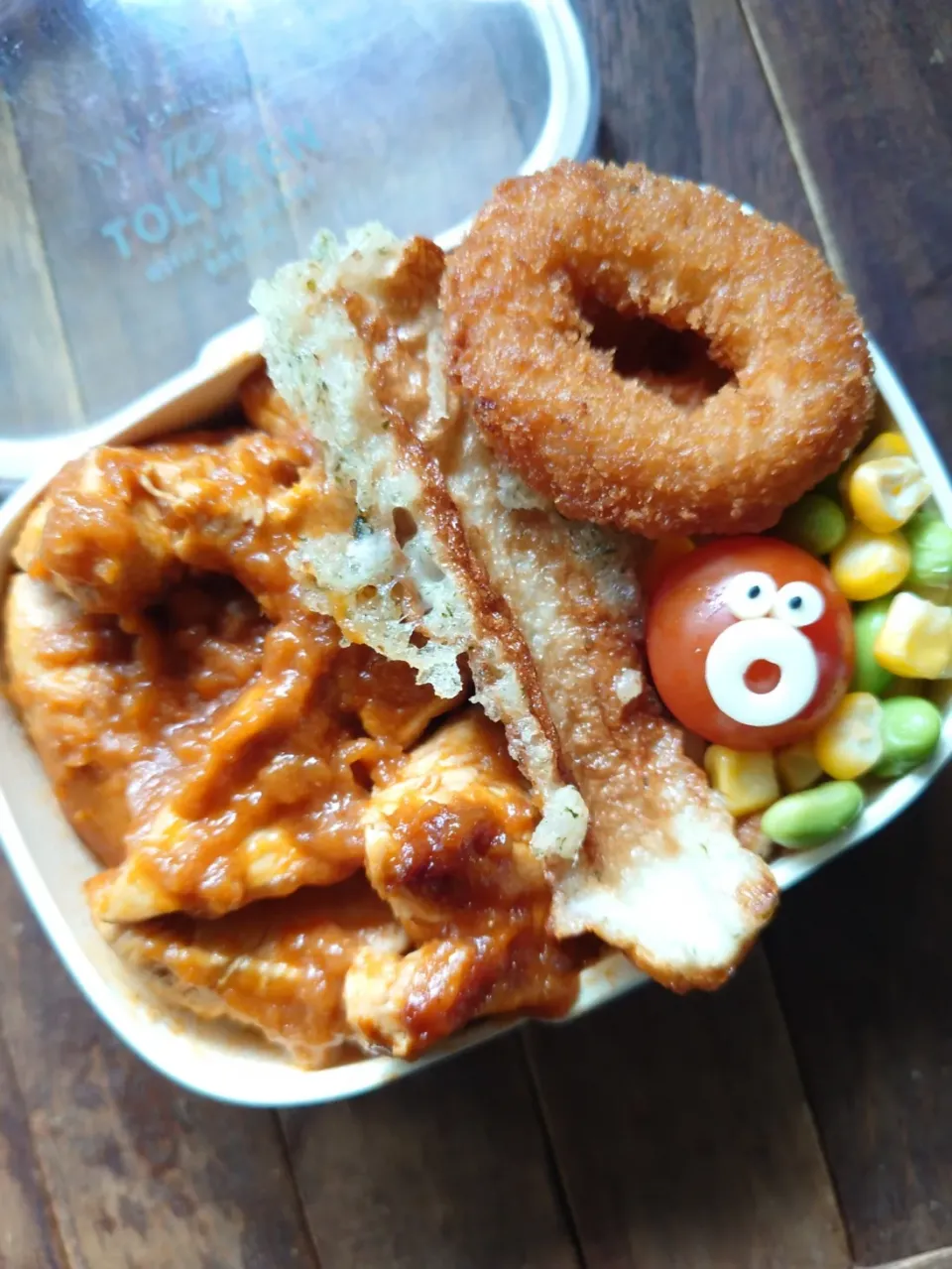 漢の…次女用🍱イカリング付きトマチキ丼弁当|ᵏᵒᵘさん