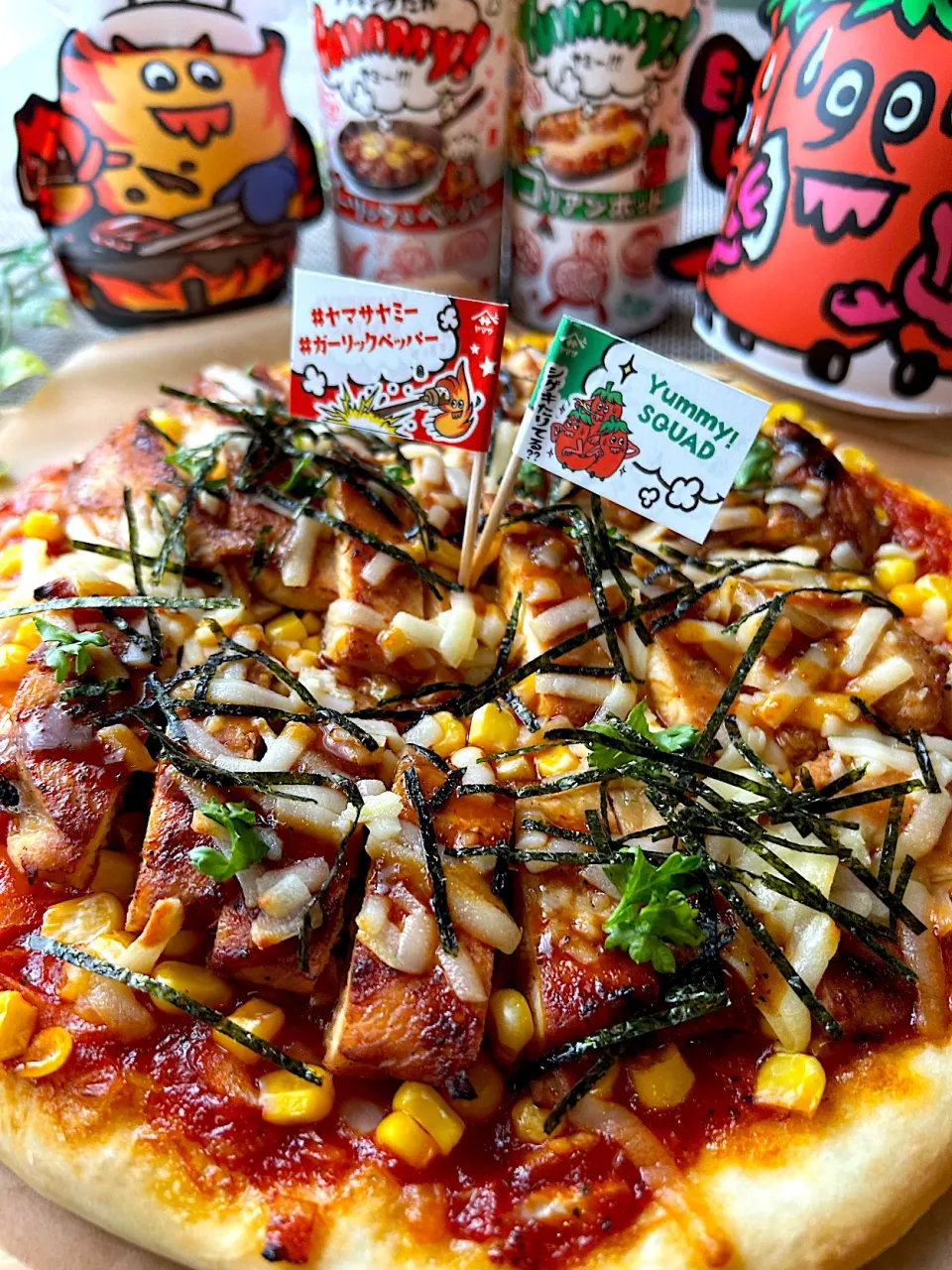 Yummy! de 照り焼きチキンとコーンのピザ🍕|まなまな♡さん
