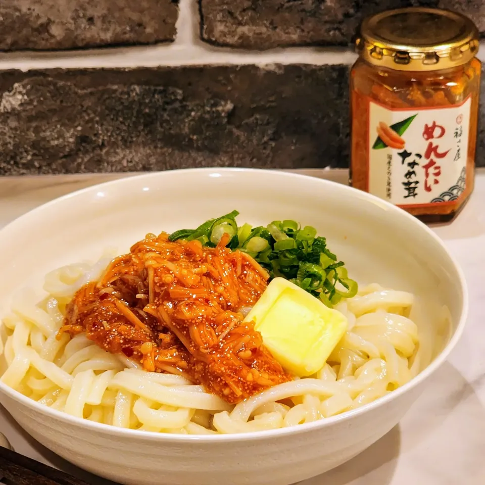 ゆでうどんのバターめんたいなめ茸|ひかるさん