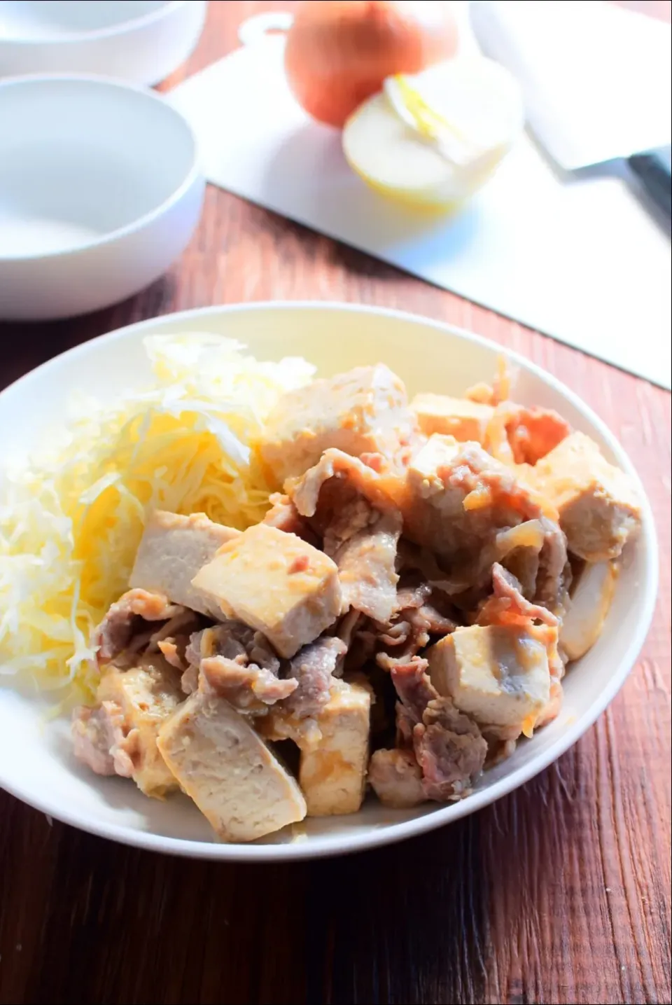ボリューム満点！豆腐と豚の生姜焼き|アマイモノ・クウ蔵さん