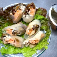 サーモンとキノコチーズの生春巻き|ゆきさん