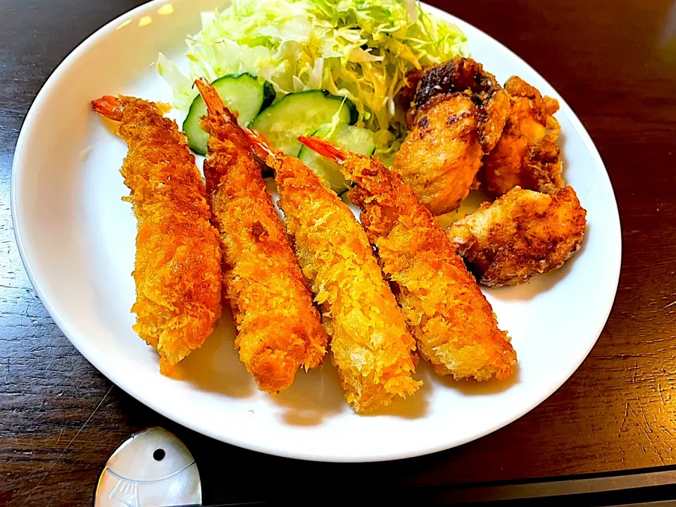 冷凍エビフライ&アッサリむね肉唐揚げ|単身赴任のっちさん