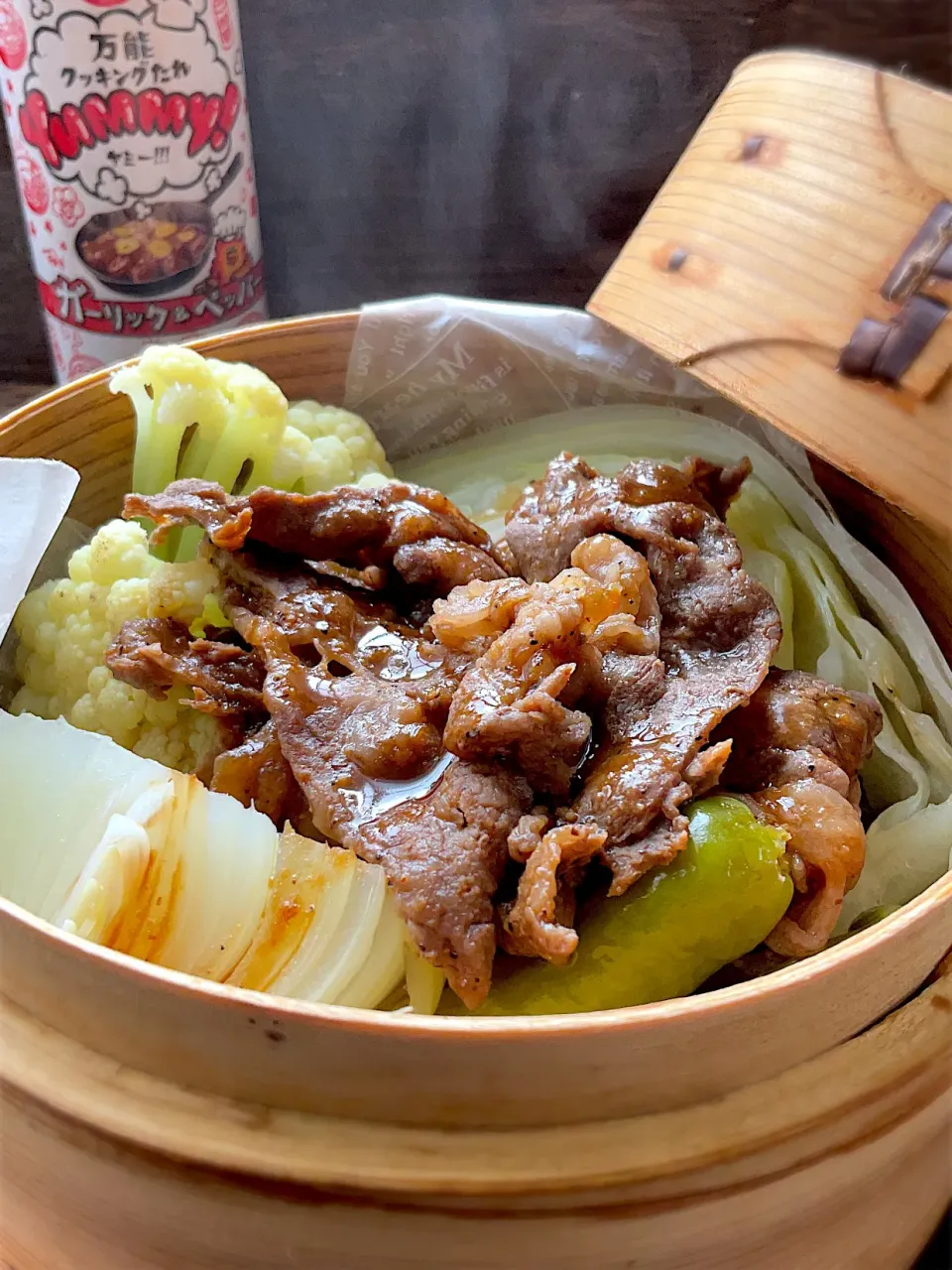 【yummy】牛肉と野菜の蒸籠蒸しにタレビーム☄️|9421beruさん