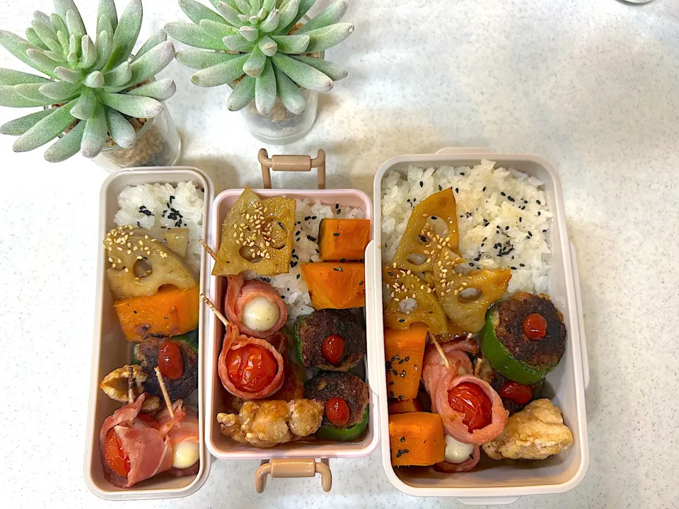 ピーマンの肉詰め、からあげ|💜-𝐈𝐙𝐔𝐌𝐈-💜さん