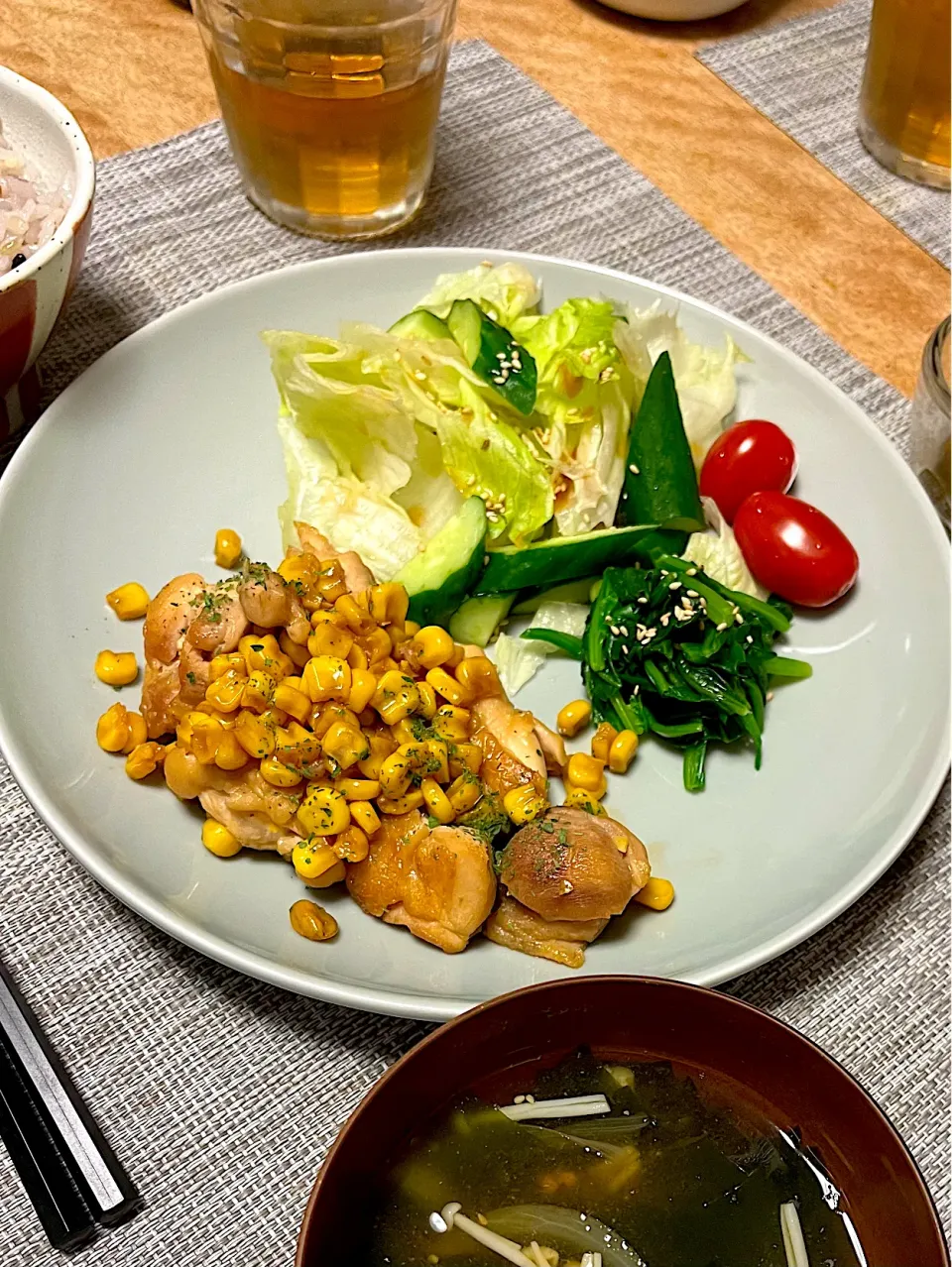 とうもろこしと鶏もも肉の照り焼き|Sakikoさん